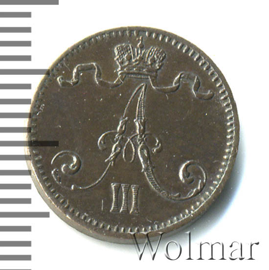 1 пенни 1882 г. Для Финляндии (Александр III) 