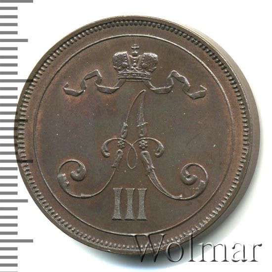 10 пенни 1891 г. Для Финляндии (Александр III) 