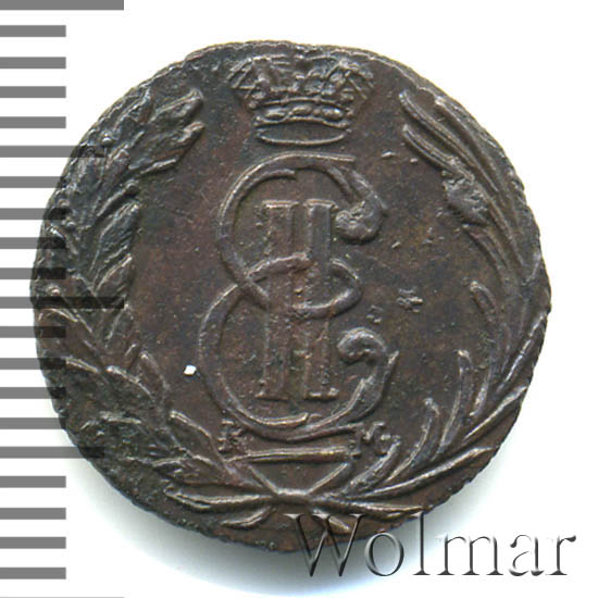 Полушка 1768 г. КМ. Сибирская монета (Екатерина II). Тиражная монета