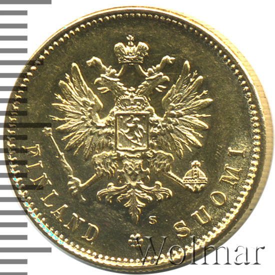20 марок 1912 г. S. Для Финляндии (Николай II) Инициалы минцмейстера S