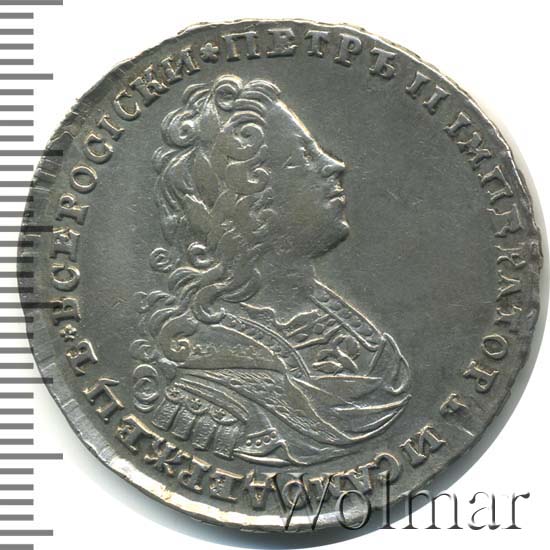 Полтина 1728 г. Петр II Красный тип. 