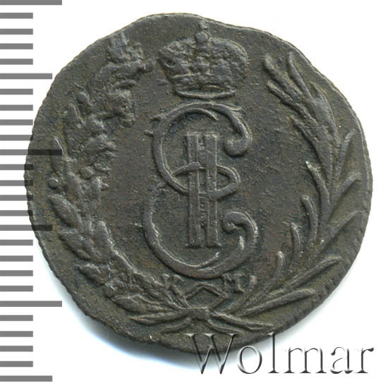 Денга 1774 г. КМ. Сибирская монета (Екатерина II) Тиражная монета